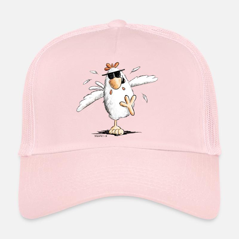 Poulet de course cool avec lunettes de soleil Casquette trucker 