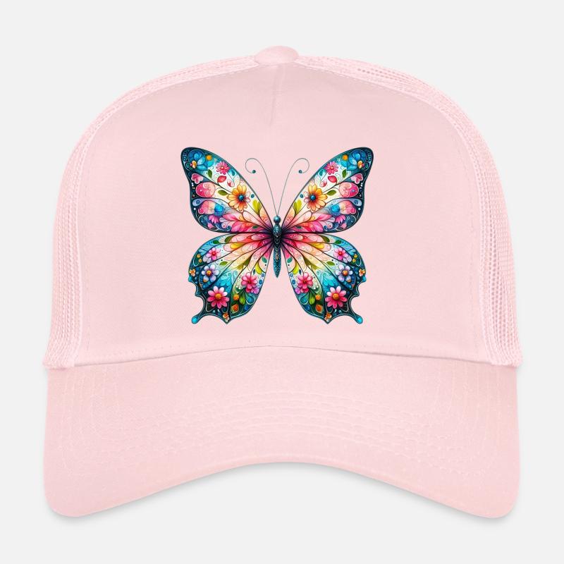 Papillon - Casquette trucker  - rose pâle