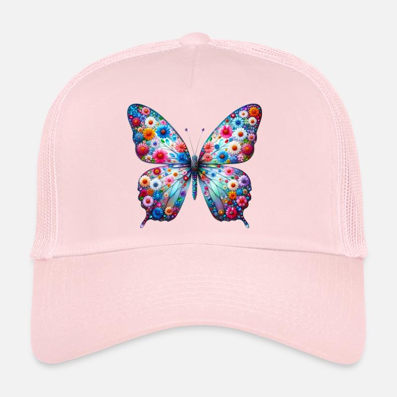 Papillon - Casquette trucker  - rose pâle