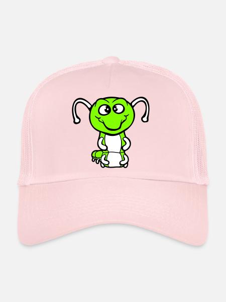 Caterpillar Friendly sweet lovely smiles happy Comic - Trucker Cap - pale pink - Front