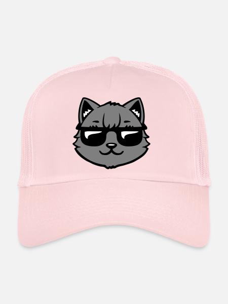 Lunettes de soleil gris chat Look cool style décontracté - Casquette trucker  - rose pâle - Devant