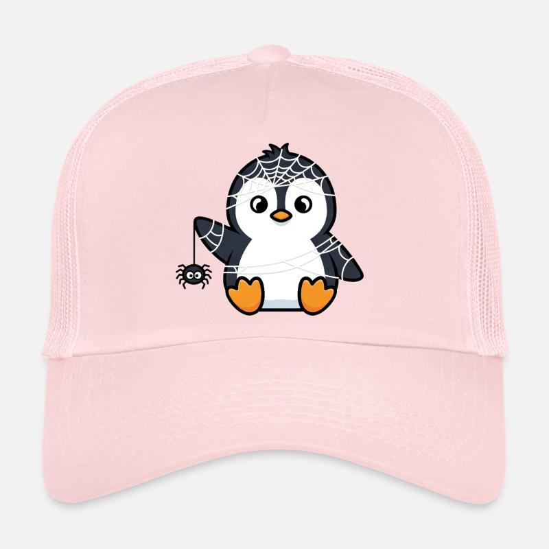 Funny Halloween Penguin with Spider Web Costume Trucker Cap