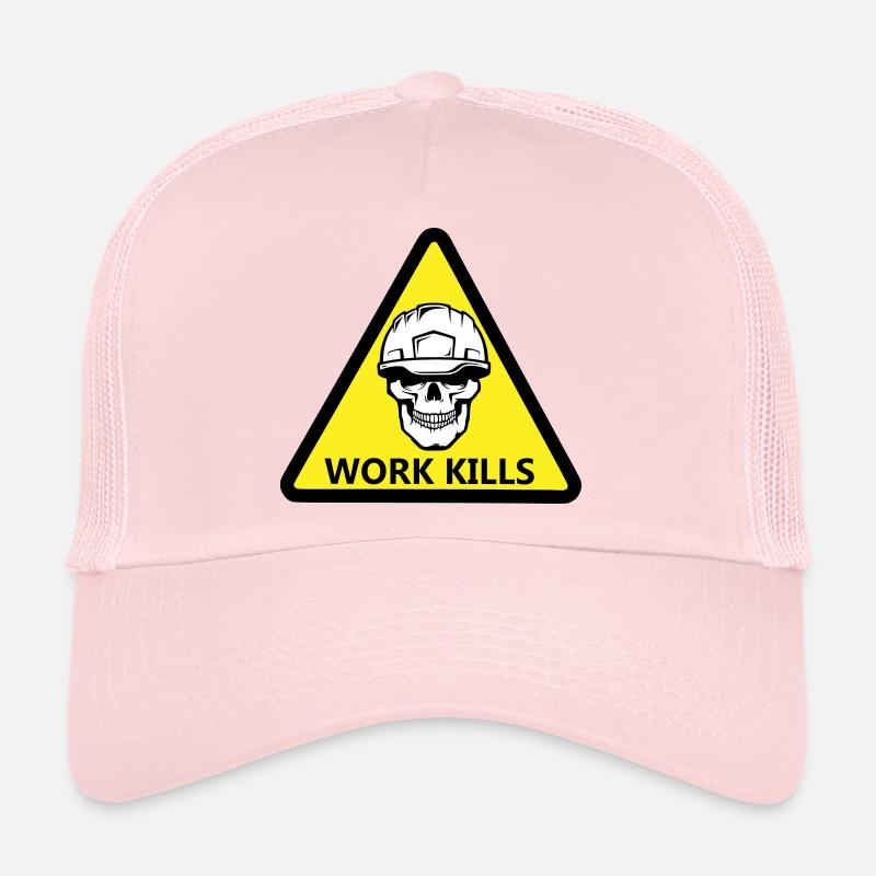 Danger Work, Kill sign with a helmeted skull Trucker Cap