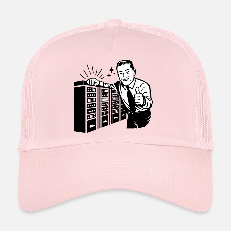 Retro IT Admin Smiling – Vintage Tech Support Trucker Cap