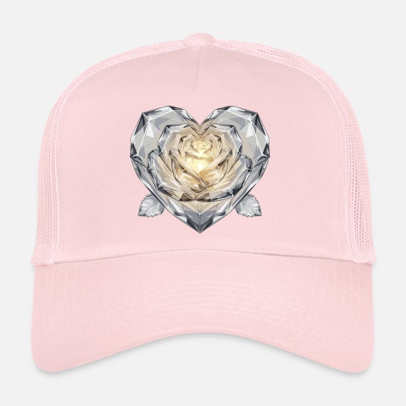 Geometrisch Kristallrose Herz Trucker Cap