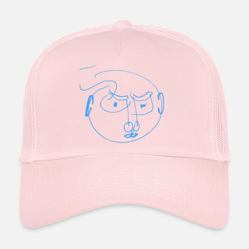Blaue Linien-Porträt-Doodle Trucker Cap
