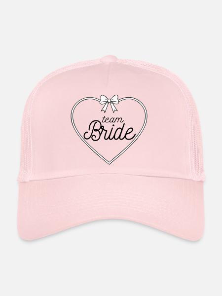 Team Bride Heart Bow Design – Bachelor Party Bridal Crew - Trucker Cap - pale pink - Front