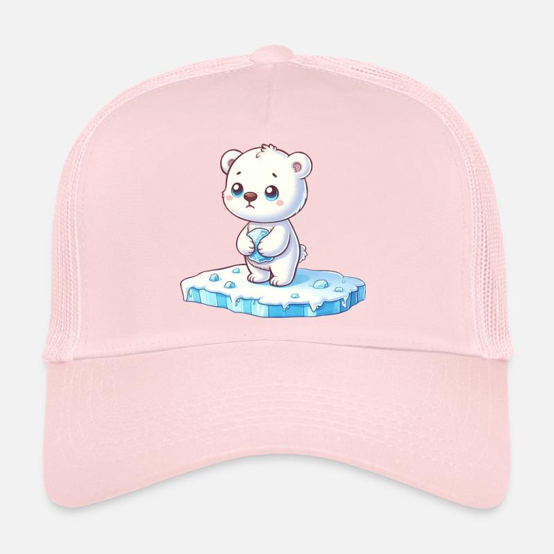 Eisbär auf Eisscholle globale Erwärmung - Trucker Cap - Hellrosa