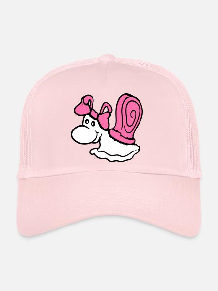 Snail Girl Female Cute Pretty Bow Woman - Trucker Cap - pale pink - Front