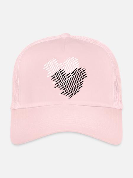 Zwei Herzen Scribble - Trucker Cap - Hellrosa - Vorne