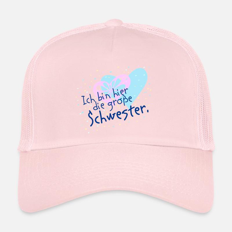 Große Schwester, Herz Confetti Motiv - Trucker Cap - Hellrosa