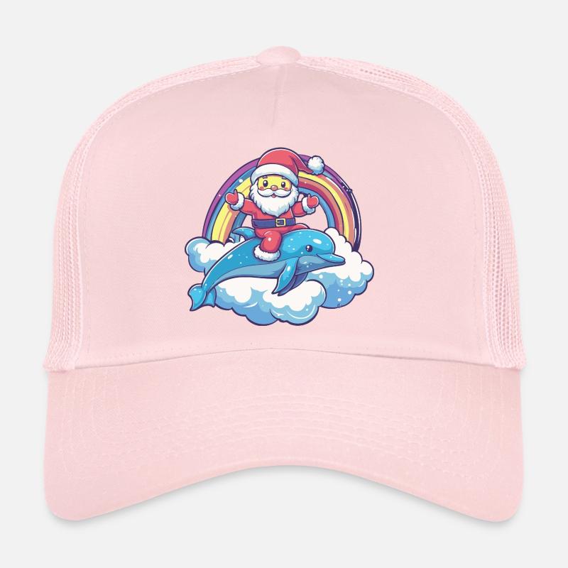 Dolphin Santa Claus Christmas Trucker Cap