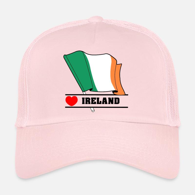 Irland-Flagge mit Herz - Trucker Cap - Hellrosa