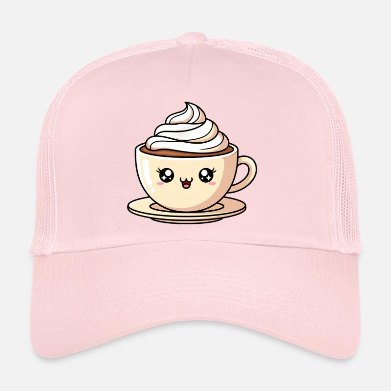 Kawaii Latte Cup Whipped Cream - Trucker Cap - pale pink