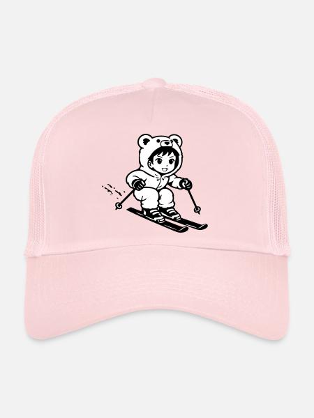 Ski Bears in Anime Style - Trucker Cap - pale pink - Front