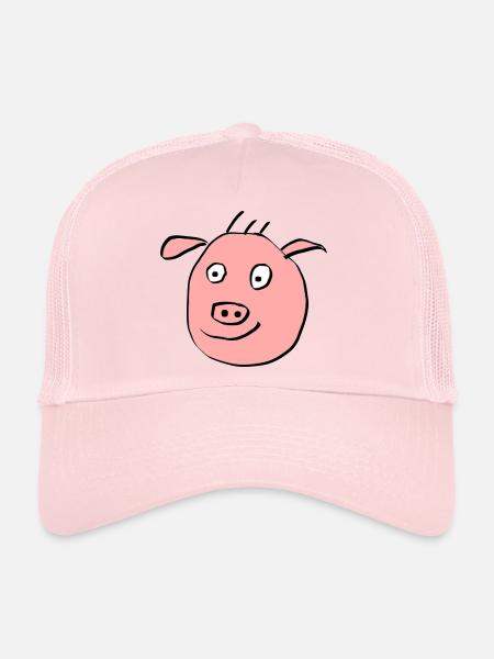 Visage de cochon mignon - Casquette trucker  - rose pâle - Devant