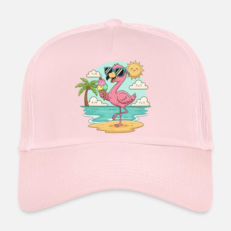 Flamingo am Strand mit Eis & Sonne Trucker Cap