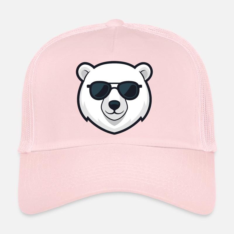 Polar Bear Black Glasses Trucker Cap