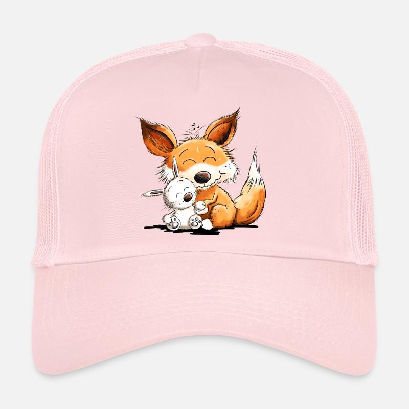 Fox With Rabbit Friendship Team Wild Animal Trucker Cap
