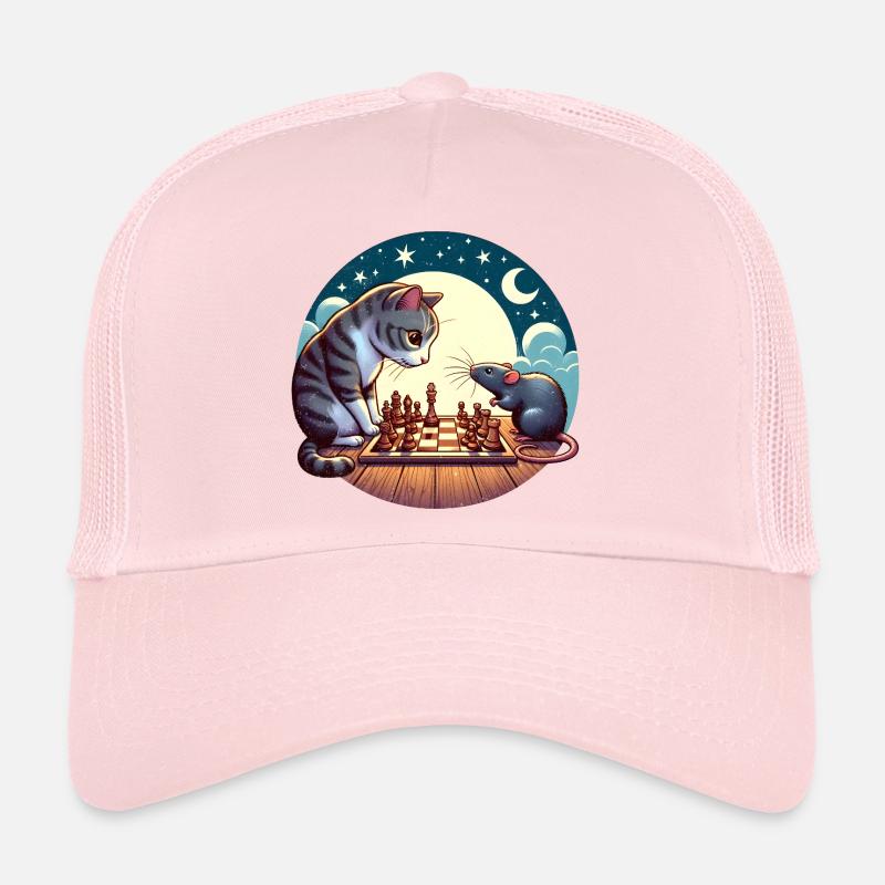Nächtliches Schachduell zwischen Katze und Maus Trucker Cap
