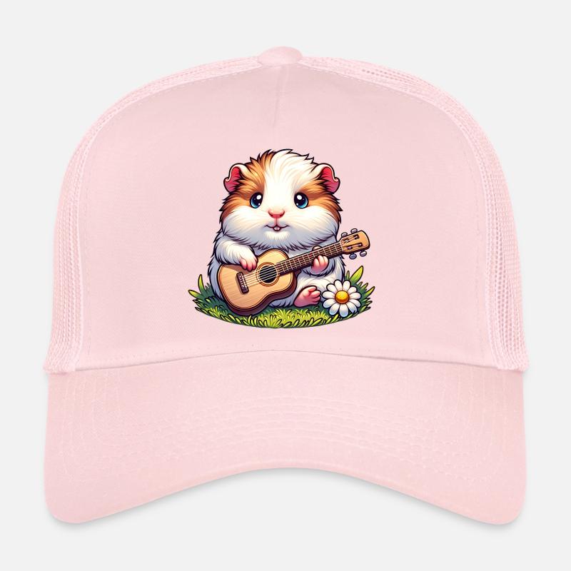Cochon d’Inde mignon avec guitare sur prairie Casquette trucker 