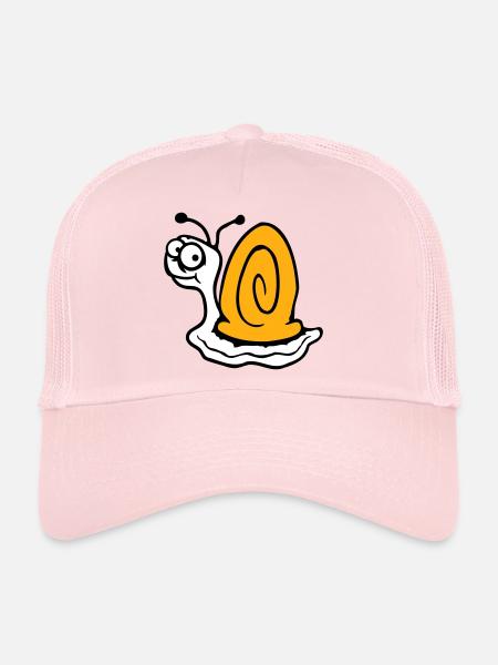 Snail anxious unsure looking back cute - Trucker Cap - pale pink - Front