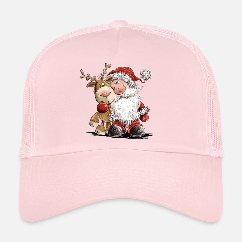 Drolliger Weihnachtsmann und sein Rentier  - Trucker Cap - Hellrosa