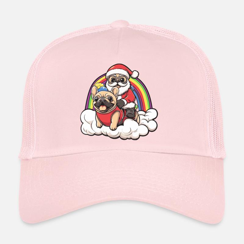 Chien Buldog français Père Noël Casquette trucker 