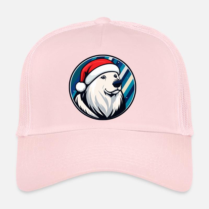 Polar Bear with Christmas Hat Trucker Cap