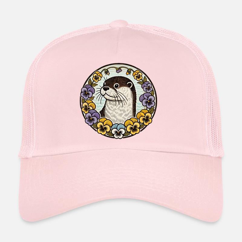 Otter im Floral Circle Trucker Cap