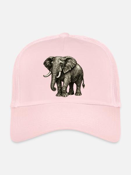Vintage Elephant Illustration – Power & Nature - Trucker Cap - pale pink - Front