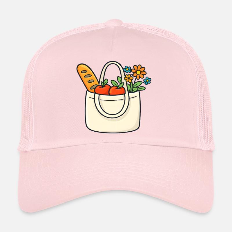 Sac de courses coloré avec légumes et fleurs Casquette trucker