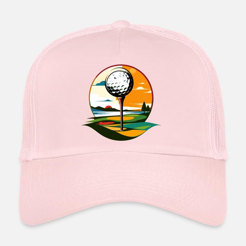 Balle de golf sur un parcours de golf Motif paysager Casquette trucker 