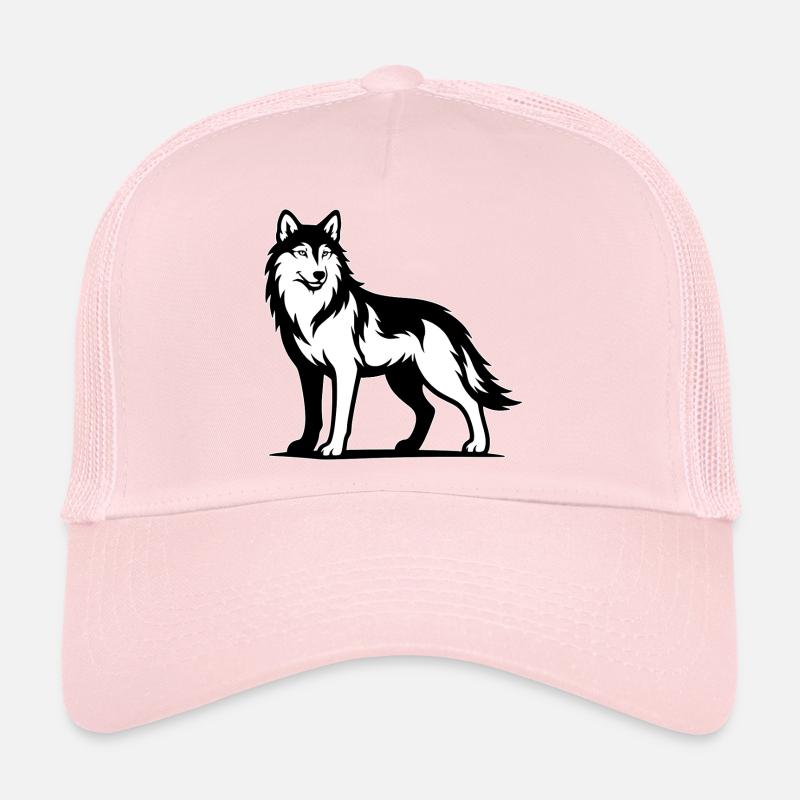 Wolf portrait black and white Trucker Cap