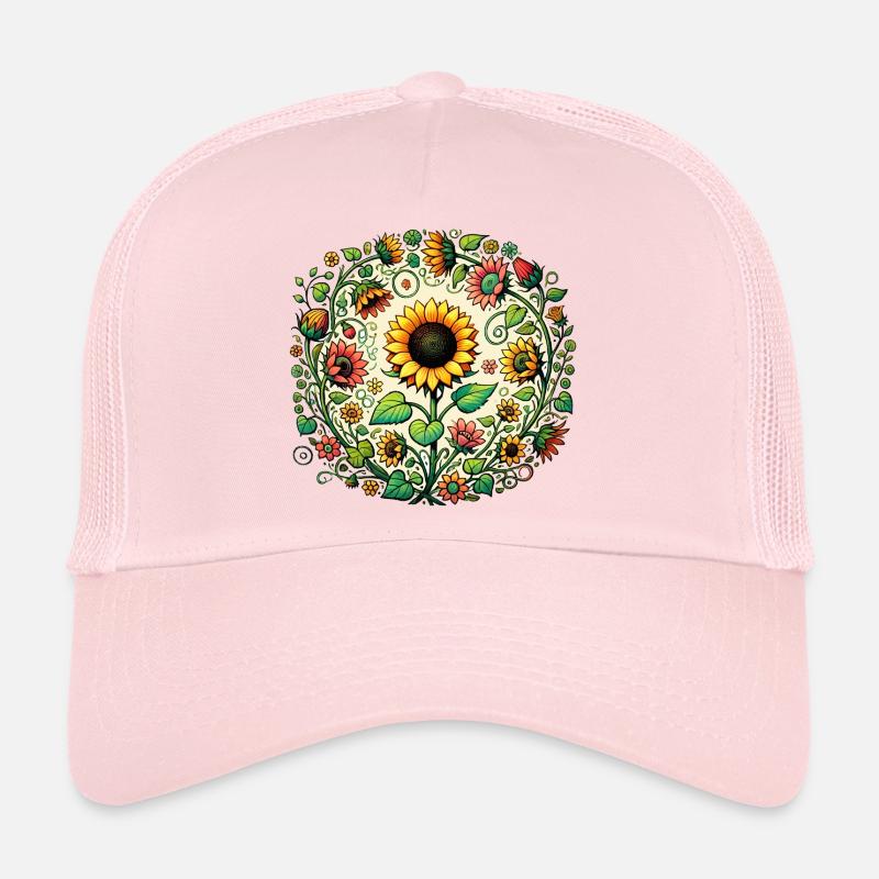 Sunflower Circular Mandala Trucker Cap