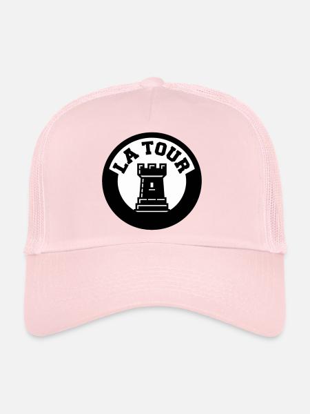 Logo La Tour Pièce d'Échecs Style Emblème Cercle - Casquette trucker  - rose pâle - Devant