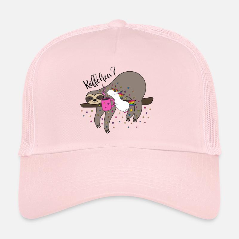 Kaffee Einhorn Faultier Käffchen Kaffeetasse Büro - Trucker Cap - Hellrosa