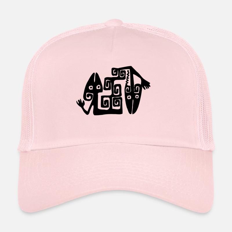 Lizard Illustration Ethno Style Trucker Cap