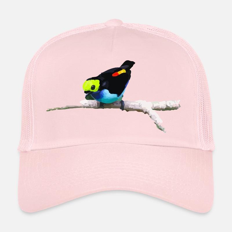 Bunter Papagei auf künstlerischem Ast - Trucker Cap - Hellrosa
