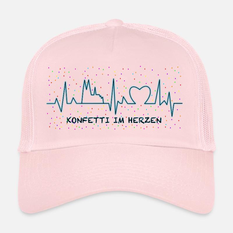 Konfetti im Herzen - Blau - Trucker Cap - Hellrosa