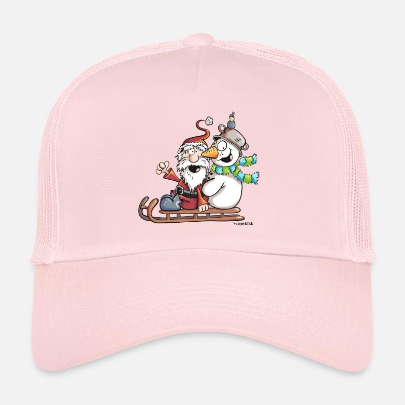 Christmas Schlittenfahrt - Weihnachtsmann - Comic - Trucker Cap - Hellrosa