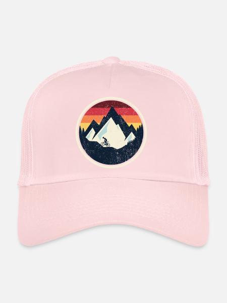 Retro Mountain Bike Sunset - Trucker Cap - pale pink - Front