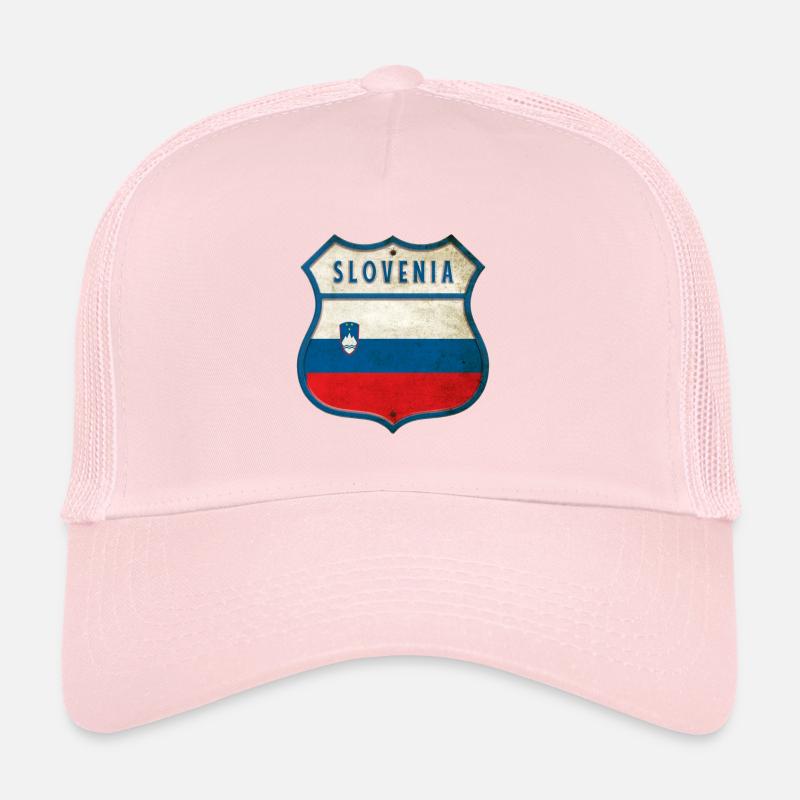 Slowenien Flaggen Wappen Design - Trucker Cap - Hellrosa