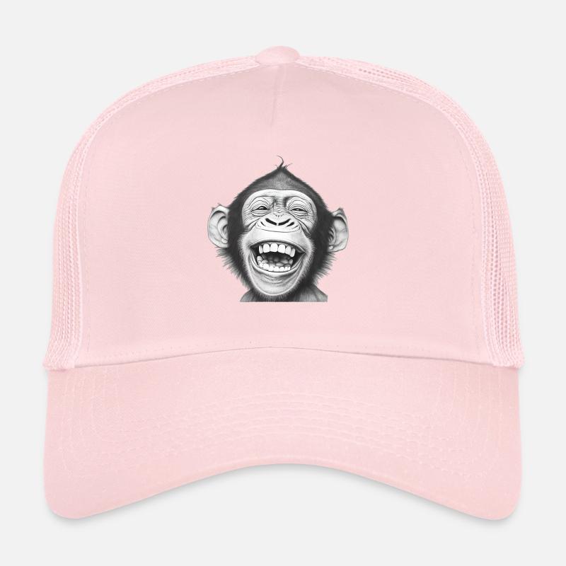 Laughing Monkey Black & White Trucker Cap
