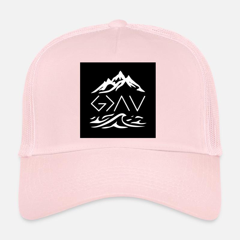 God is greater (white on black) - Trucker Cap - pale pink