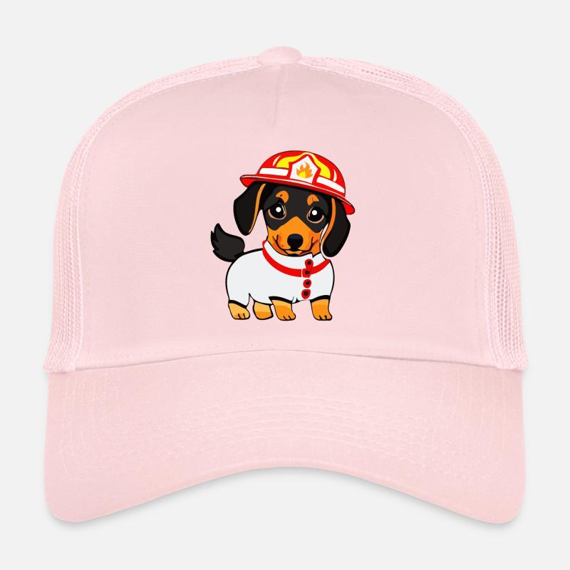 Dachshund as firefighter Trucker Cap