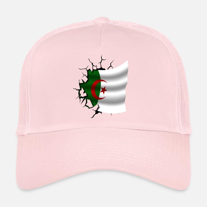 Algérie - Algérie - Drapeau déchiré - Casquette trucker  - rose pâle
