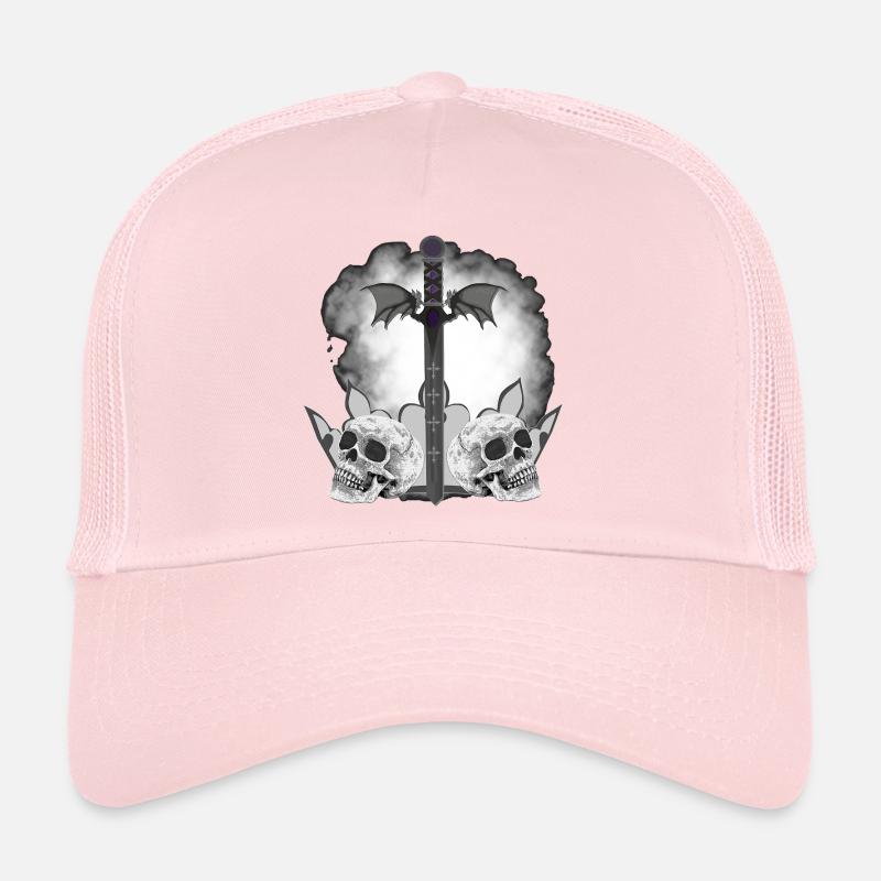 Menschenschädel, Schwerter, Dämonenflügel, vanitas Trucker Cap