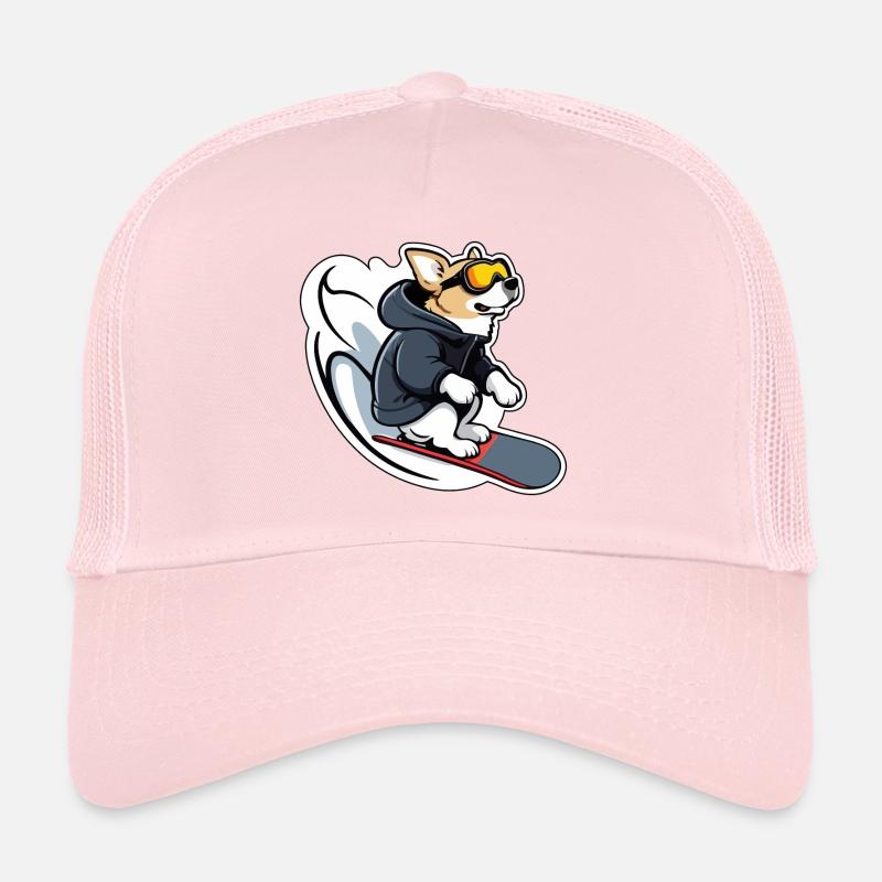 Snowboard Hund - Trucker Cap - Hellrosa