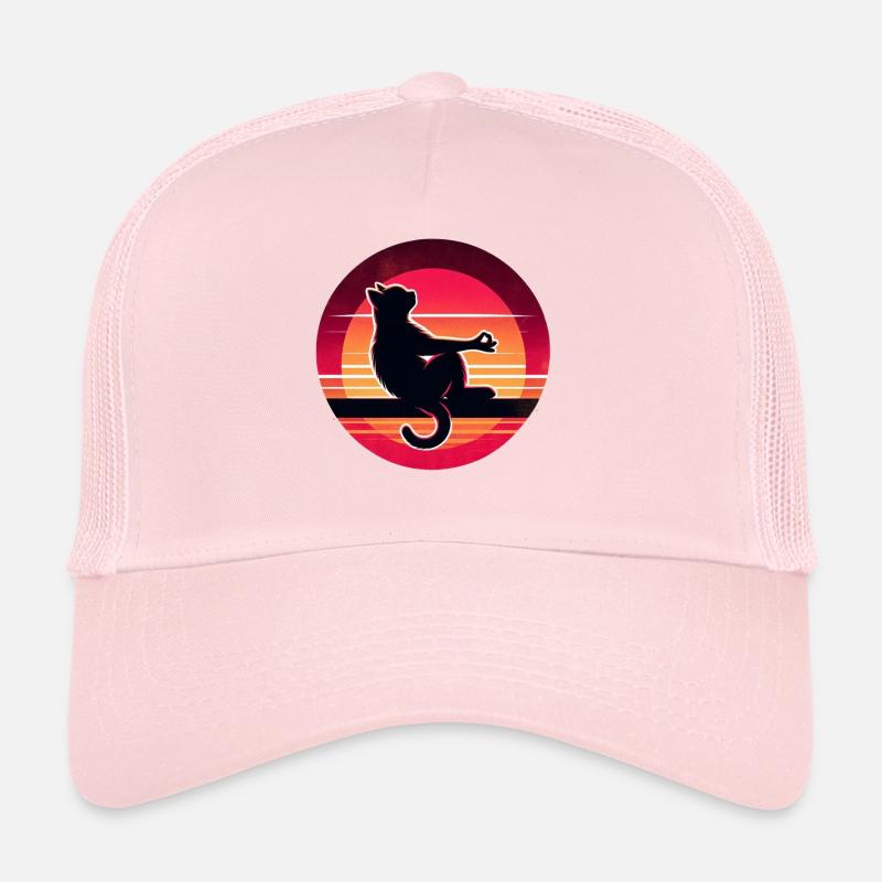 Silhouette de chat au coucher de soleil Casquette trucker 